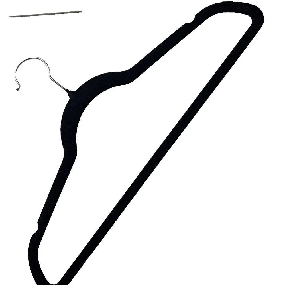 Slim Velvet Non-Slip Clothes Hangers Black Silver 25 Count Space Saving
